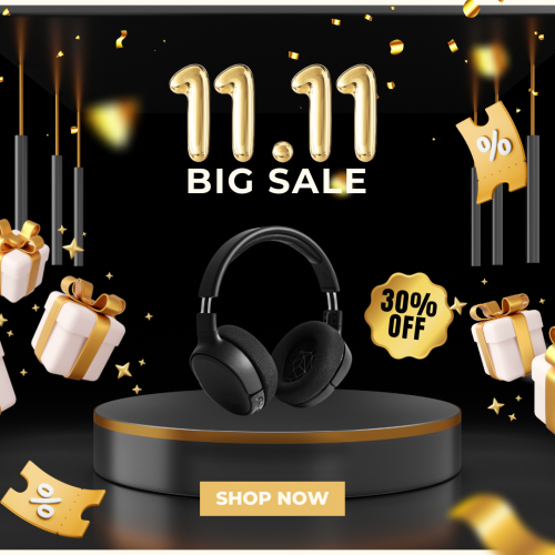 Black and Gold Illustrative 11.11 Sale Instagram Post