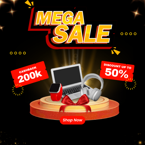 Red and Yellow Modern 7.7 Mega Sale Gadgets Promotion Instagram Post